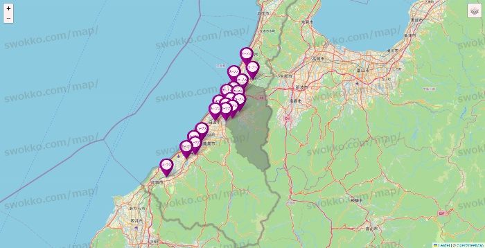 石川県のカーブスの店舗地図