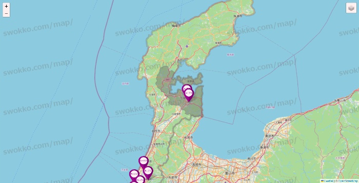 石川県のカーブスの店舗地図