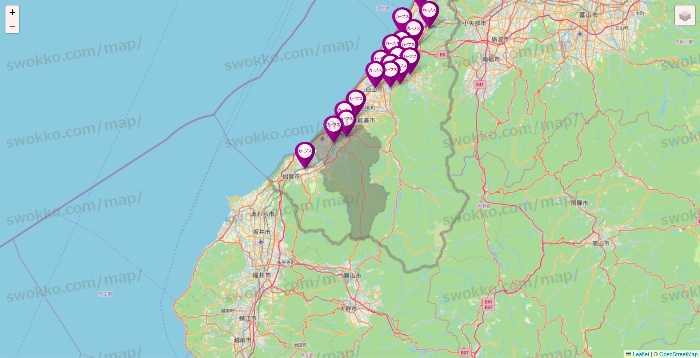 石川県のカーブスの店舗地図