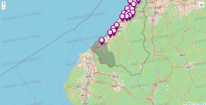 石川県のカーブスの店舗地図