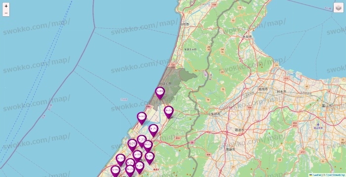 石川県のカーブスの店舗地図