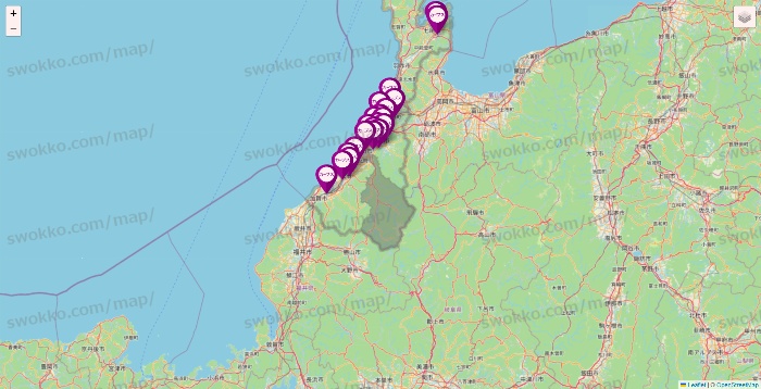 石川県のカーブスの店舗地図