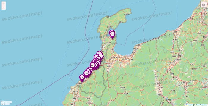 石川県のカーブスの店舗地図