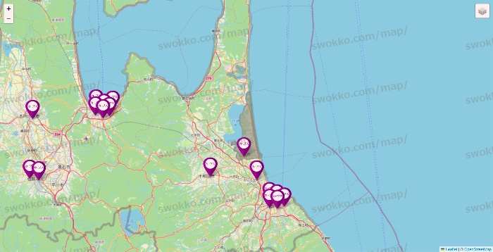 青森県のカーブスの店舗地図