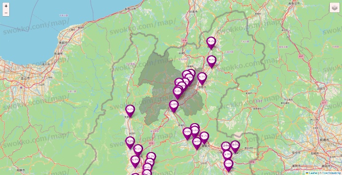 長野県のカーブスの店舗地図