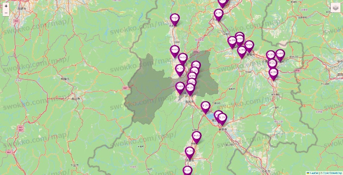長野県のカーブスの店舗地図