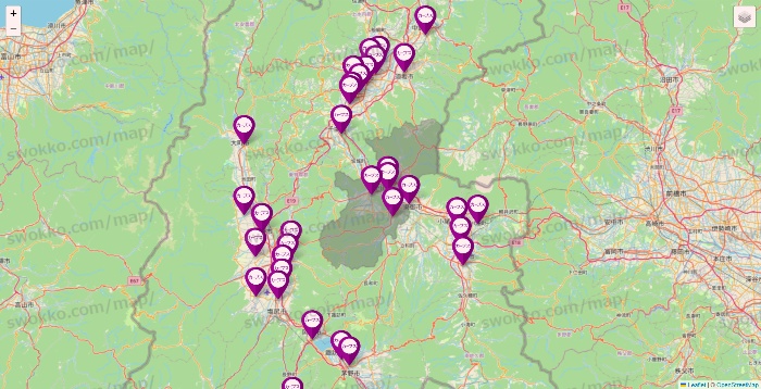 長野県のカーブスの店舗地図
