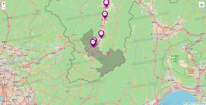 長野県のカーブスの店舗地図