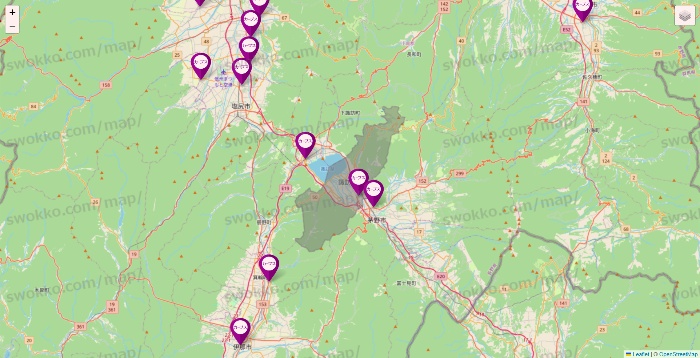 長野県のカーブスの店舗地図