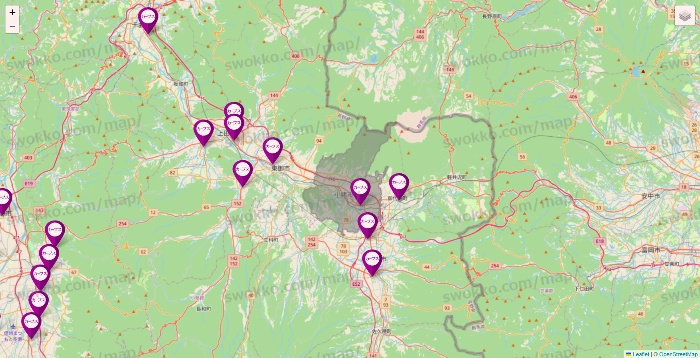 長野県のカーブスの店舗地図