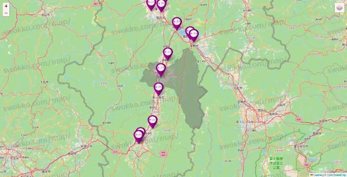 長野県のカーブスの店舗地図