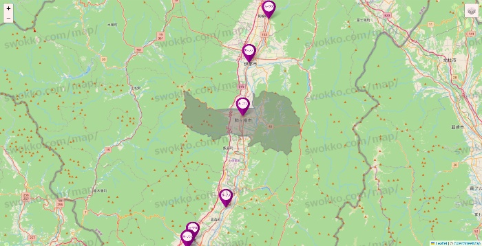 長野県のカーブスの店舗地図