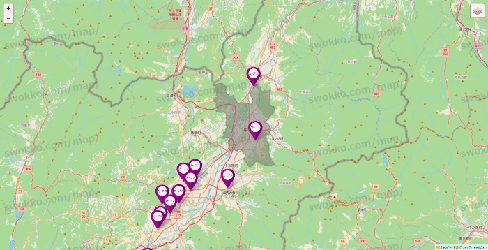長野県のカーブスの店舗地図