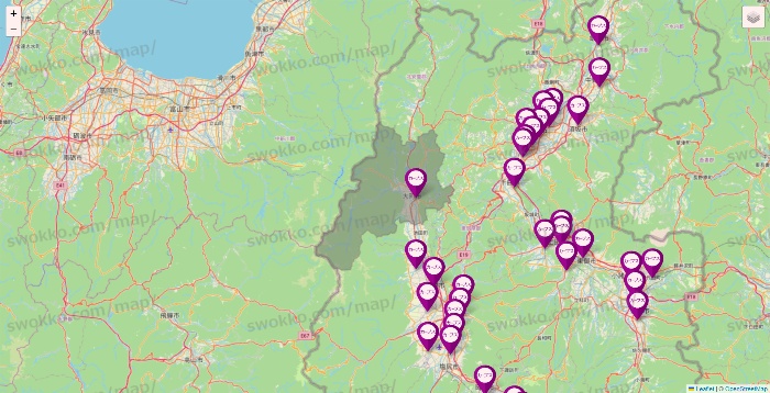 長野県のカーブスの店舗地図