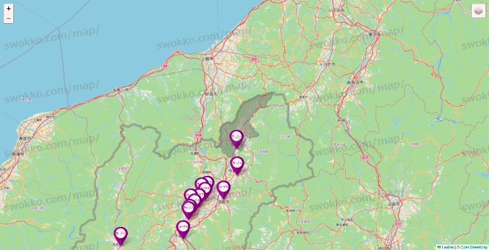 長野県のカーブスの店舗地図