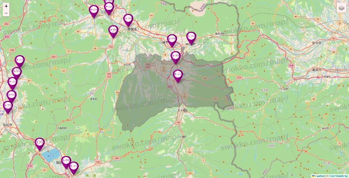 長野県のカーブスの店舗地図