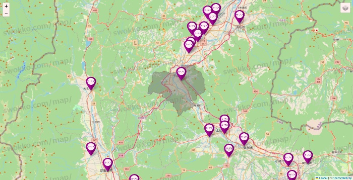 長野県のカーブスの店舗地図