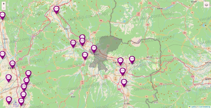 長野県のカーブスの店舗地図