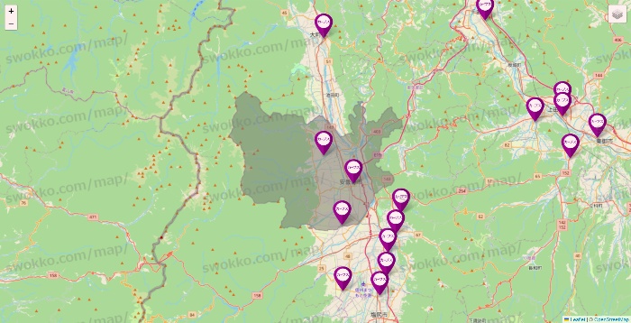 長野県のカーブスの店舗地図