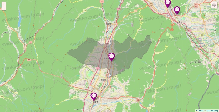 長野県のカーブスの店舗地図