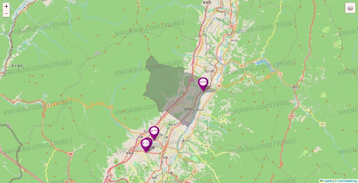 長野県のカーブスの店舗地図