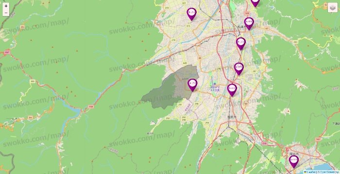 長野県のカーブスの店舗地図