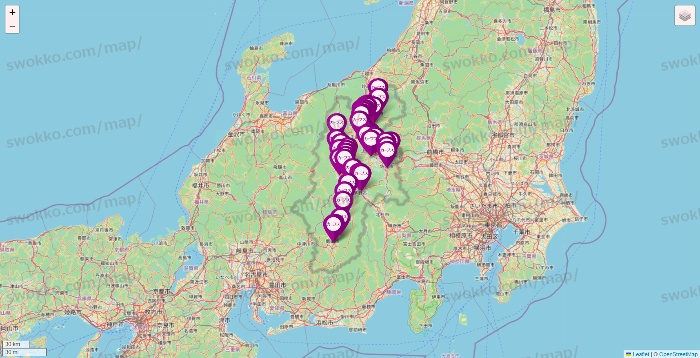 長野県のカーブスの店舗地図
