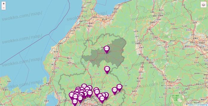 岐阜県のカーブスの店舗地図