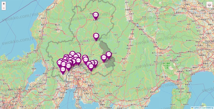 岐阜県のカーブスの店舗地図