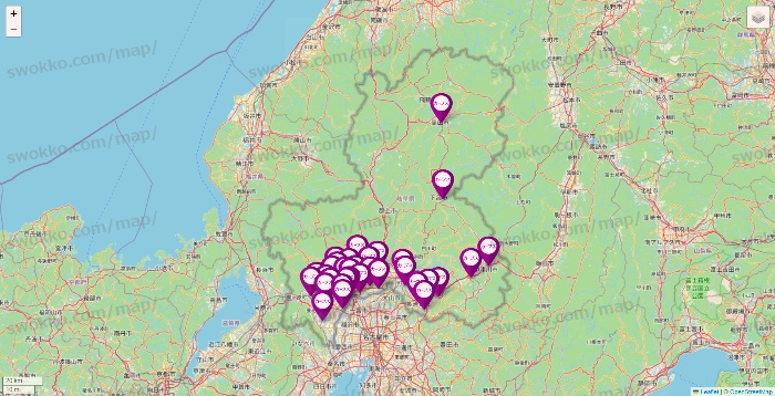 岐阜県のカーブスの店舗地図