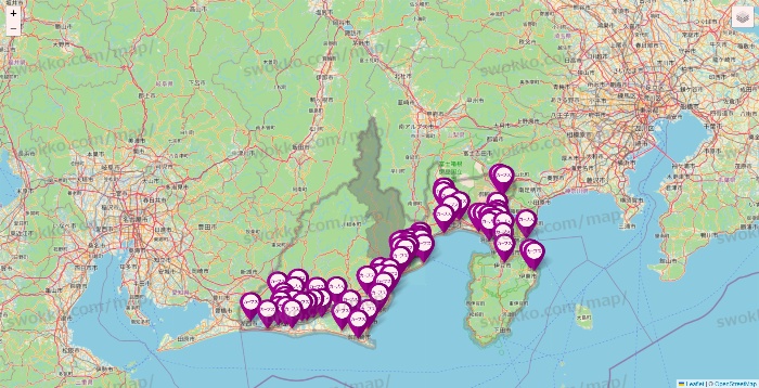 静岡県のカーブスの店舗地図