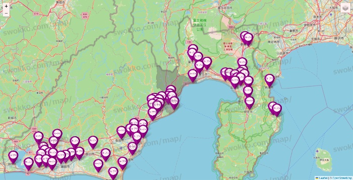 静岡県のカーブスの店舗地図