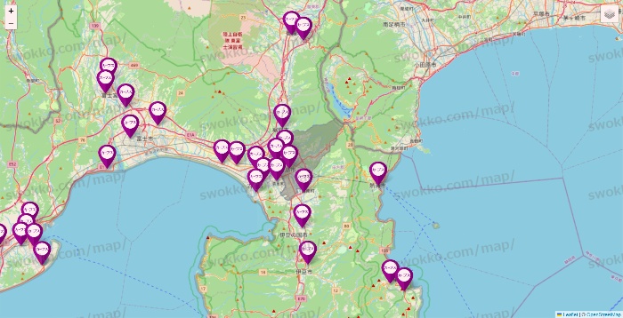 静岡県のカーブスの店舗地図