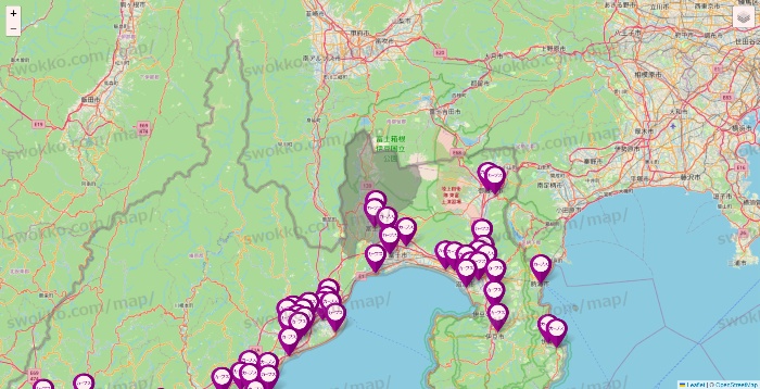 静岡県のカーブスの店舗地図