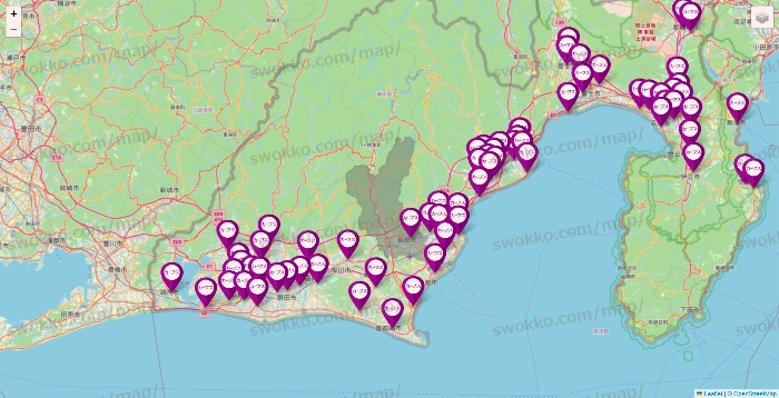 静岡県のカーブスの店舗地図