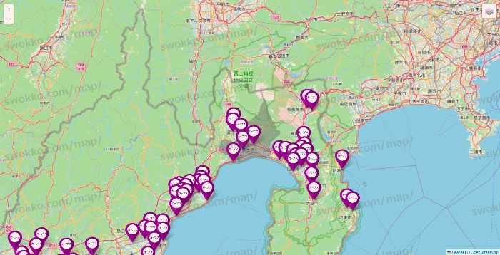 静岡県のカーブスの店舗地図