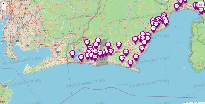 静岡県のカーブスの店舗地図