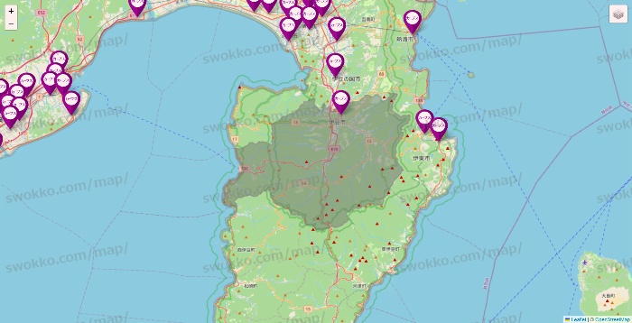 静岡県のカーブスの店舗地図