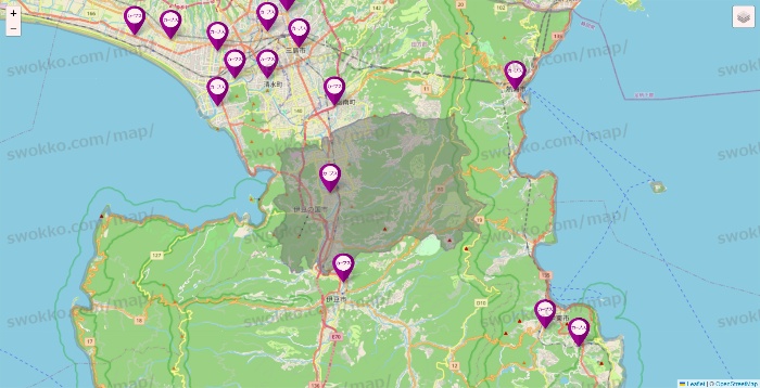 静岡県のカーブスの店舗地図