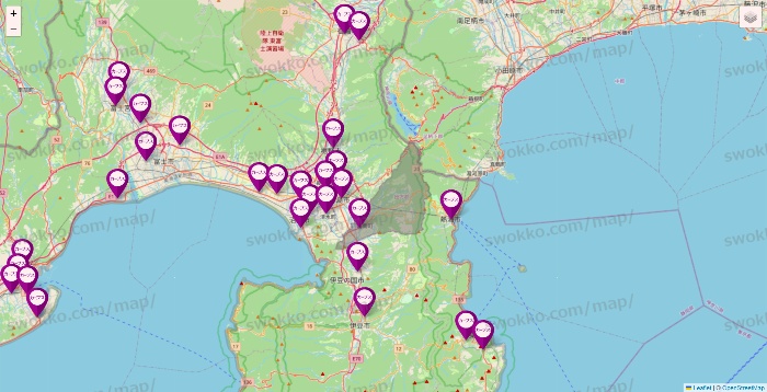 静岡県のカーブスの店舗地図