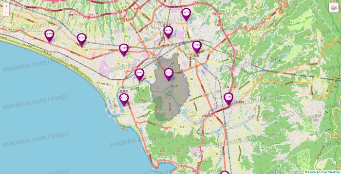 静岡県のカーブスの店舗地図