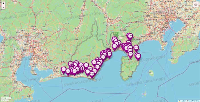 静岡県のカーブスの店舗地図
