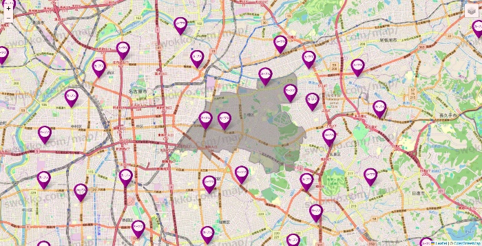 愛知県のカーブスの店舗地図