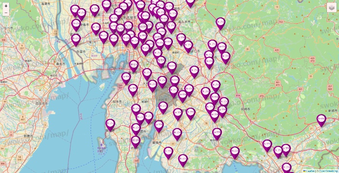 愛知県のカーブスの店舗地図