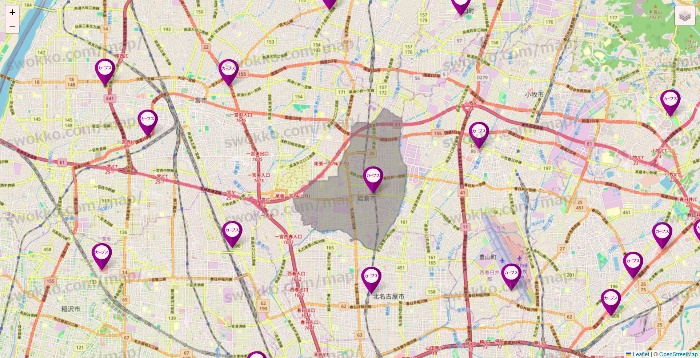 愛知県のカーブスの店舗地図
