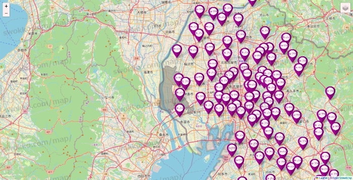 愛知県のカーブスの店舗地図