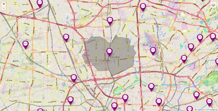 愛知県のカーブスの店舗地図