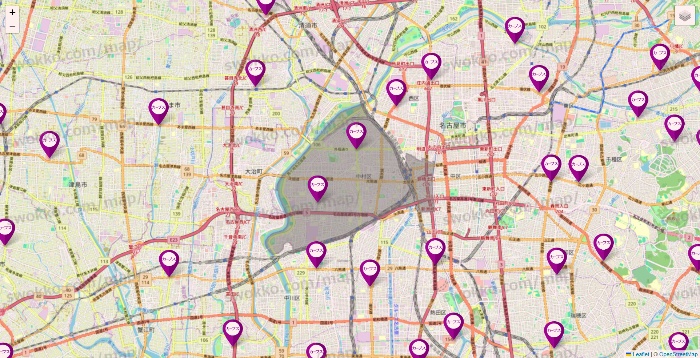 愛知県のカーブスの店舗地図