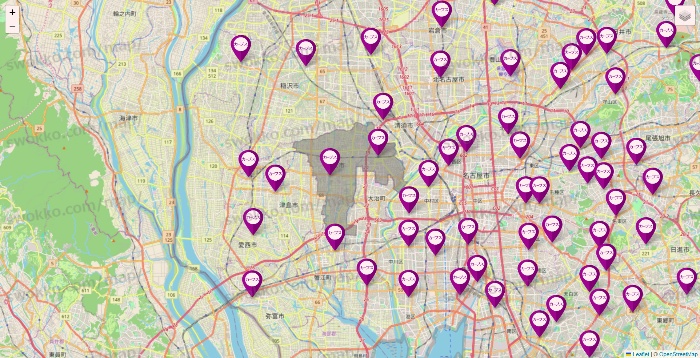 愛知県のカーブスの店舗地図
