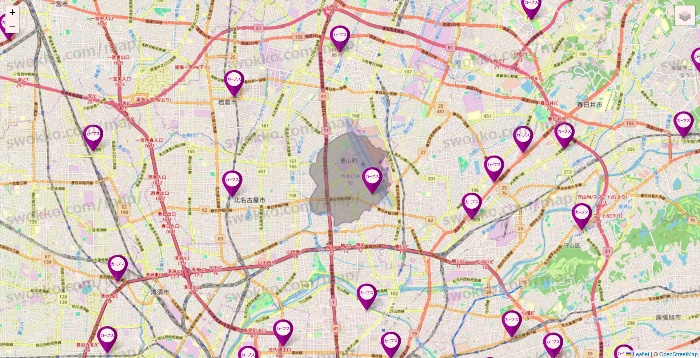 愛知県のカーブスの店舗地図